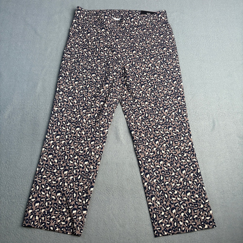 Rafaella Comfort Leopard Print Capri Pants Women 6 Lace Up Waist Animal Print